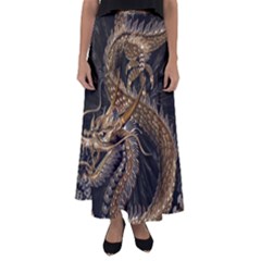 Fantasy Dragon Pentagram Flared Maxi Skirt