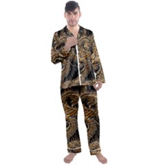 Fantasy Dragon Pentagram Men s Long Sleeve Satin Pajamas Set