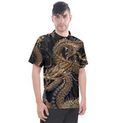 Fantasy Dragon Pentagram Men s Polo T-shirt