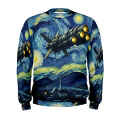 Spaceship Starry Night Van Gogh Painting Men s Sweatshirt