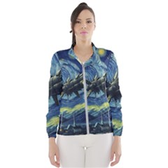 Spaceship Starry Night Van Gogh Painting Women s Windbreaker