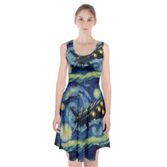 Spaceship Starry Night Van Gogh Painting Racerback Midi Dress