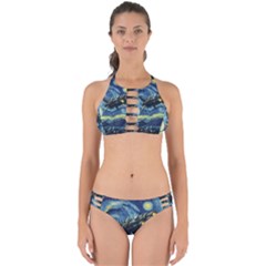 Spaceship Starry Night Van Gogh Painting Perfectly Cut Out Bikini Set