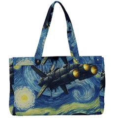 Spaceship Starry Night Van Gogh Painting Canvas Work Bag