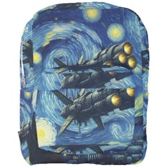 Spaceship Starry Night Van Gogh Painting Full Print Backpack