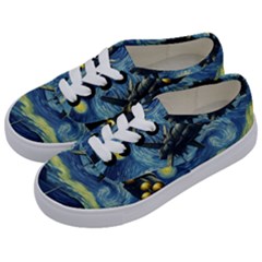 Spaceship Starry Night Van Gogh Painting Kids  Classic Low Top Sneakers