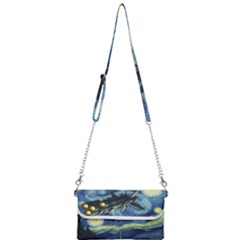 Spaceship Starry Night Van Gogh Painting Mini Crossbody Handbag by Maspions