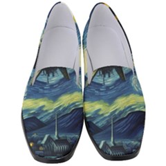 Spaceship Starry Night Van Gogh Painting Women s Classic Loafer Heels