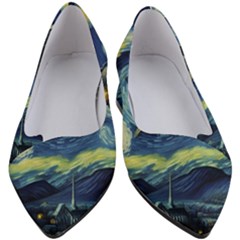 Spaceship Starry Night Van Gogh Painting Women s Block Heels 