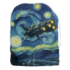 Spaceship Starry Night Van Gogh Painting Drawstring Pouch (3xl) by Maspions