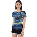 Spaceship Starry Night Van Gogh Painting Back Cut Out Sport T-Shirt View1