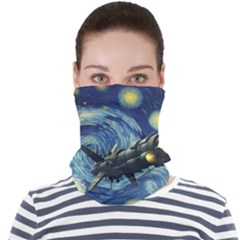 Spaceship Starry Night Van Gogh Painting Face Seamless Bandana (adult)