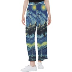 Spaceship Starry Night Van Gogh Painting Women s Pants 