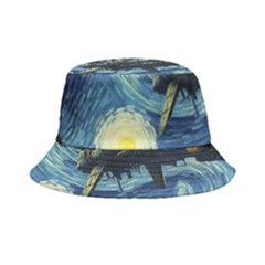 Spaceship Starry Night Van Gogh Painting Bucket Hat