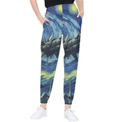 Spaceship Starry Night Van Gogh Painting Women s Tapered Pants