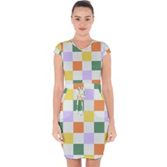 Board Pictures Chess Background Capsleeve Drawstring Dress 