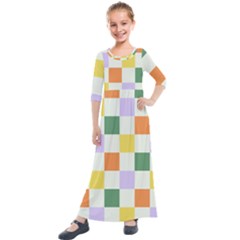 Board Pictures Chess Background Kids  Quarter Sleeve Maxi Dress