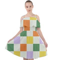 Board Pictures Chess Background Cut Out Shoulders Chiffon Dress by Maspions