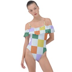 Board Pictures Chess Background Frill Detail One Piece Swimsuit by Maspions