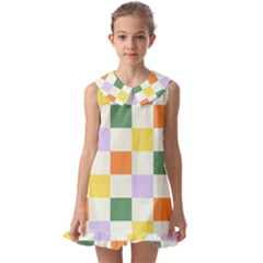 Board Pictures Chess Background Kids  Pilgrim Collar Ruffle Hem Dress