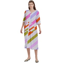 Lines Geometric Background Women s Cotton 3/4 Sleeve Nightgown by Maspions