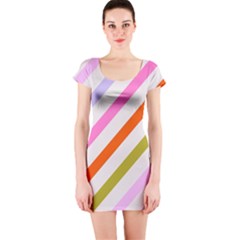 Lines Geometric Background Short Sleeve Bodycon Dress