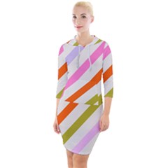 Lines Geometric Background Quarter Sleeve Hood Bodycon Dress