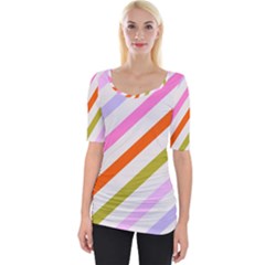 Lines Geometric Background Wide Neckline T-shirt