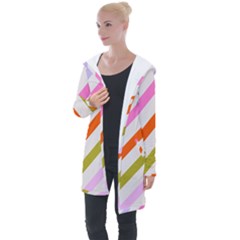 Lines Geometric Background Longline Hooded Cardigan