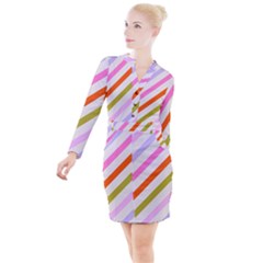 Lines Geometric Background Button Long Sleeve Dress