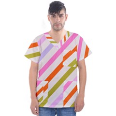 Lines Geometric Background Men s V-neck Scrub Top