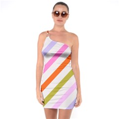 Lines Geometric Background One Shoulder Ring Trim Bodycon Dress