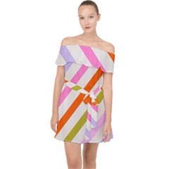 Lines Geometric Background Off Shoulder Chiffon Dress