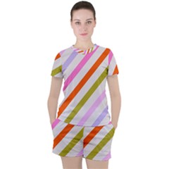 Lines Geometric Background Women s T-shirt And Shorts Set