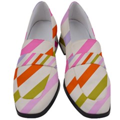 Lines Geometric Background Women s Chunky Heel Loafers