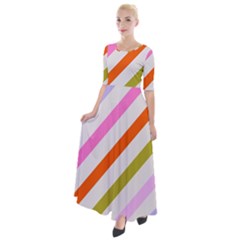 Lines Geometric Background Half Sleeves Maxi Dress