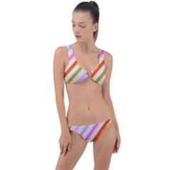 Lines Geometric Background Ring Detail Crop Bikini Set