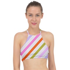 Lines Geometric Background Halter Bikini Top