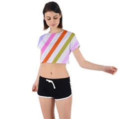 Lines Geometric Background Tie Back Short Sleeve Crop T-shirt by Maspions