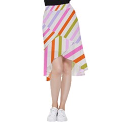 Lines Geometric Background Frill Hi Low Chiffon Skirt