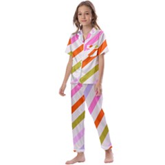 Lines Geometric Background Kids  Satin Short Sleeve Pajamas Set