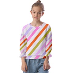 Lines Geometric Background Kids  Cuff Sleeve Top