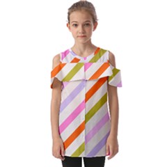 Lines Geometric Background Fold Over Open Sleeve Top by Maspions