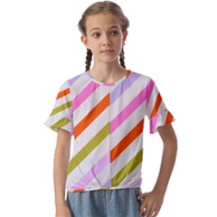 Lines Geometric Background Kids  Cuff Sleeve Scrunch Bottom T-shirt