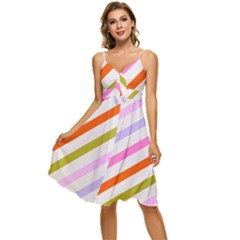 Lines Geometric Background Sleeveless Tie Front Chiffon Dress by Maspions