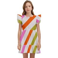 Lines Geometric Background Kids  Winged Sleeve Dress