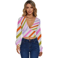 Lines Geometric Background Long Sleeve Deep-v Velour Top