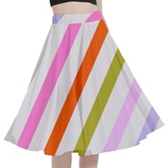 Lines Geometric Background A-line Full Circle Midi Skirt With Pocket by Maspions