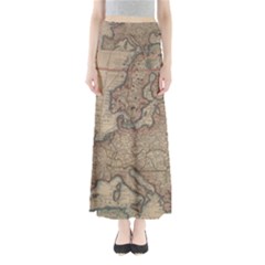 Old Vintage Classic Map Of Europe Full Length Maxi Skirt by Paksenen