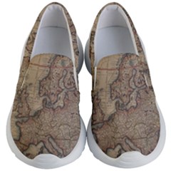 Old Vintage Classic Map Of Europe Kids Lightweight Slip Ons by Paksenen